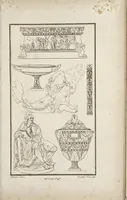 An illustration from Fragmens d'architecture, sculpture et peinture, dans le style antique : ouvrage dans lequel on trouvera toutes sortes de détails relatifs à la décoration intérieure et extérieure des édifices : composés ou recueillis, et gravés au trait (1804)