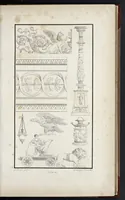 An illustration from Fragmens d'architecture, sculpture et peinture, dans le style antique : ouvrage dans lequel on trouvera toutes sortes de détails relatifs à la décoration intérieure et extérieure des édifices : composés ou recueillis, et gravés au trait (1804)