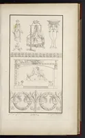 An illustration from Fragmens d'architecture, sculpture et peinture, dans le style antique : ouvrage dans lequel on trouvera toutes sortes de détails relatifs à la décoration intérieure et extérieure des édifices : composés ou recueillis, et gravés au trait (1804)