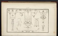 An illustration from Fragmens d'architecture, sculpture et peinture, dans le style antique : ouvrage dans lequel on trouvera toutes sortes de détails relatifs à la décoration intérieure et extérieure des édifices : composés ou recueillis, et gravés au trait (1804)