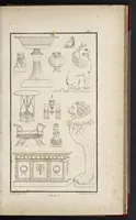 An illustration from Fragmens d'architecture, sculpture et peinture, dans le style antique : ouvrage dans lequel on trouvera toutes sortes de détails relatifs à la décoration intérieure et extérieure des édifices : composés ou recueillis, et gravés au trait (1804)