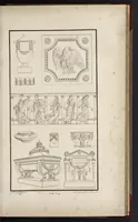 An illustration from Fragmens d'architecture, sculpture et peinture, dans le style antique : ouvrage dans lequel on trouvera toutes sortes de détails relatifs à la décoration intérieure et extérieure des édifices : composés ou recueillis, et gravés au trait (1804)