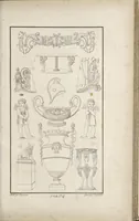 An illustration from Fragmens d'architecture, sculpture et peinture, dans le style antique : ouvrage dans lequel on trouvera toutes sortes de détails relatifs à la décoration intérieure et extérieure des édifices : composés ou recueillis, et gravés au trait (1804)