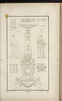 An illustration from Fragmens d'architecture, sculpture et peinture, dans le style antique : ouvrage dans lequel on trouvera toutes sortes de détails relatifs à la décoration intérieure et extérieure des édifices : composés ou recueillis, et gravés au trait (1804)