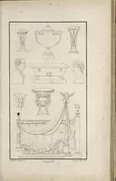 An illustration from Fragmens d'architecture, sculpture et peinture, dans le style antique : ouvrage dans lequel on trouvera toutes sortes de détails relatifs à la décoration intérieure et extérieure des édifices : composés ou recueillis, et gravés au trait (1804)
