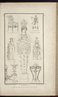 An illustration from Fragmens d'architecture, sculpture et peinture, dans le style antique : ouvrage dans lequel on trouvera toutes sortes de détails relatifs à la décoration intérieure et extérieure des édifices : composés ou recueillis, et gravés au trait (1804)