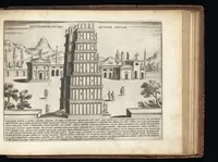 Picture 4 of 8 from Roma vetus et noua : aedificia eius praecipua suisquaeque locis, vt Capitolium, templa, amphitheatra, theatra, circi, naumachia, arcus triumphales, curiae, basilica, columnae, obelisci, palatia, thermae, hippodromi, aquaeducus, horti seu nemora, festa varia, venationes in theat[r]is, colossi, funebria, relationes in numeru[um] falsor[um] deoru[m], imperator[um], funera, sacrificia antiqua .. (1615), leaf 122