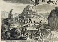 An illustration from Naukeurige beschryving van gantsch Syrie, en Palestyn of Heilige Lant... Verrijkt met lantkaerten en afbeeldingen... in koper gesneden (1677)