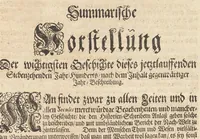An illustration from Allgemeine Schau-Bühne der Welt, oder, Beschreibung der vornehmsten Welt-Geschichte : so sich vom Anfang dieses Siebenzehenden Jahr-Hunderts biss zum Ende desselben, in allen Theilen des Erd-Kreisses, zumahlen in der Christenheit, sonderlich in unserm Vatterland dem Römischen Reiche, nach und nach begeben : aus beglaubten Geschicht-Schreibern und bewahrten Uhrkunden treulich zusammen getragen, auch zu dess Lesers besserm Unterricht mit verschiedenen politischen Anmerckungen erläutert : ingleichem mit vielen schönen Kupffer-Figuren, auch grosser Potentaten und Herren Bildnüssen gezieret : nicht weniger mit gnugsamen Summarien, Marginalien, und einem vollständigen Register versehen (1699)