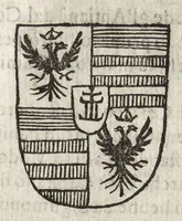 An illustration from Cronologia delle famiglie nobili di Bologna, con le loro insegne, e nel fine i cimieri : centuria prima, con vn breue discorso della medesima città (1670)