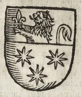 An illustration from Cronologia delle famiglie nobili di Bologna, con le loro insegne, e nel fine i cimieri : centuria prima, con vn breue discorso della medesima città (1670)