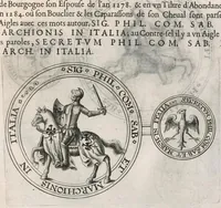 Picture 2 of 21 from Histoire genealogique de la royale maison de Sauoye : iustifiée par titres, fondations de monasteres, manuscripts, anciens monuments, histoires & autres preuues autentiques : enrichie de plusieurs portraits, seaux, monnoyes, sepultures & armoiries (1660), leaf 164