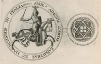 An illustration from Histoire genealogique de la royale maison de Sauoye : iustifiée par titres, fondations de monasteres, manuscripts, anciens monuments, histoires & autres preuues autentiques : enrichie de plusieurs portraits, seaux, monnoyes, sepultures & armoiries (1660)
