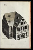 Picture 8 of 34 from Architectura civilis, oder, Beschreibung und Vorreissung vieler vornehmer Dachwerck, als hoher Helmen, Creutzdächer, Wiederkehrungen, welscher Hauben, auch Kelter, Fallbrücken : item allerley Pressen, Schnecken oder Windelstiegen und andern dergleichen mechanischen Fabrichen : alles mit höchsten Fleiss zusammen getragen, und der lieben Jugend, sonderlich aber allen Kunstliebhabern der Architectur zu Nutz und Dienst an Tag gegeben (1675), leaf 106