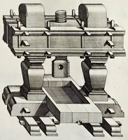 Picture 22 of 34 from Architectura civilis, oder, Beschreibung und Vorreissung vieler vornehmer Dachwerck, als hoher Helmen, Creutzdächer, Wiederkehrungen, welscher Hauben, auch Kelter, Fallbrücken : item allerley Pressen, Schnecken oder Windelstiegen und andern dergleichen mechanischen Fabrichen : alles mit höchsten Fleiss zusammen getragen, und der lieben Jugend, sonderlich aber allen Kunstliebhabern der Architectur zu Nutz und Dienst an Tag gegeben (1675), leaf 138