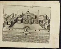 An illustration from Antiqvae vrbis splendor : hoc est præcipva eivsdem templa, amphitheatra, theatra, circi, navmachiæ, arcvs trivmphales, mavsolea aliaqve svmptvosiora ædificia, Pompæ item trivmphalis et colossæarvm imaginvm descriptio (1612)