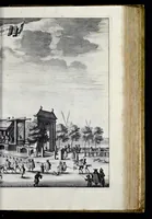 An illustration from Beschryvinge van Amsterdam : zynde een naukeurige verhandelinge van desselfs eerste oorspruk uyt den huyse der heeren van Amstel, en Amstellant : haar vergrootingen, rykdom, en wyze van regeeringe, tot den jare 1691 : voor dezen uit verscheide oude historie-schryvers be eengesteld, en uytgegeven : en nu uit een meenigte van oude schriften, authentyke stukken, en met kopere afbeeldingen verciert, nooit voor desen gedruckt geweest, beschreven, en vermeerdert (1693)