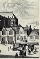 An illustration from Beschryvinge van Amsterdam : zynde een naukeurige verhandelinge van desselfs eerste oorspruk uyt den huyse der heeren van Amstel, en Amstellant : haar vergrootingen, rykdom, en wyze van regeeringe, tot den jare 1691 : voor dezen uit verscheide oude historie-schryvers be eengesteld, en uytgegeven : en nu uit een meenigte van oude schriften, authentyke stukken, en met kopere afbeeldingen verciert, nooit voor desen gedruckt geweest, beschreven, en vermeerdert (1693)