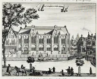 Picture 31 of 34 from Beschryvinge van Amsterdam : zynde een naukeurige verhandelinge van desselfs eerste oorspruk uyt den huyse der heeren van Amstel, en Amstellant : haar vergrootingen, rykdom, en wyze van regeeringe, tot den jare 1691 : voor dezen uit verscheide oude historie-schryvers be eengesteld, en uytgegeven : en nu uit een meenigte van oude schriften, authentyke stukken, en met kopere afbeeldingen verciert, nooit voor desen gedruckt geweest, beschreven, en vermeerdert (1693), leaf 627