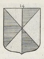 Picture 7 of 46 from La science heroique : traitant de la noblesse et de l'origine des armes, de leurs blasons & symboles : des timbres, bourlets, couronnes, cimiers, lambrequins, supports, tenans, & autres ornamens de l'ecu : de la devise & du cry de guerre, de l'ecu pendant, des pas & emprises des anciens chevaliers, & des formes differentes de leurs tombeaux : et enfin des marques exterieures de l'ecu de nos rois, des reines, enfans de France, & des officiers de la couronne, & de la maison du roy (1669), leaf 110