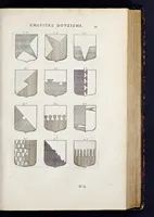 Picture 8 of 46 from La science heroique : traitant de la noblesse et de l'origine des armes, de leurs blasons & symboles : des timbres, bourlets, couronnes, cimiers, lambrequins, supports, tenans, & autres ornamens de l'ecu : de la devise & du cry de guerre, de l'ecu pendant, des pas & emprises des anciens chevaliers, & des formes differentes de leurs tombeaux : et enfin des marques exterieures de l'ecu de nos rois, des reines, enfans de France, & des officiers de la couronne, & de la maison du roy (1669), leaf 114