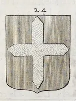Picture 15 of 46 from La science heroique : traitant de la noblesse et de l'origine des armes, de leurs blasons & symboles : des timbres, bourlets, couronnes, cimiers, lambrequins, supports, tenans, & autres ornamens de l'ecu : de la devise & du cry de guerre, de l'ecu pendant, des pas & emprises des anciens chevaliers, & des formes differentes de leurs tombeaux : et enfin des marques exterieures de l'ecu de nos rois, des reines, enfans de France, & des officiers de la couronne, & de la maison du roy (1669), leaf 166
