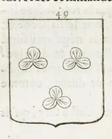 Picture 24 of 46 from La science heroique : traitant de la noblesse et de l'origine des armes, de leurs blasons & symboles : des timbres, bourlets, couronnes, cimiers, lambrequins, supports, tenans, & autres ornamens de l'ecu : de la devise & du cry de guerre, de l'ecu pendant, des pas & emprises des anciens chevaliers, & des formes differentes de leurs tombeaux : et enfin des marques exterieures de l'ecu de nos rois, des reines, enfans de France, & des officiers de la couronne, & de la maison du roy (1669), leaf 255