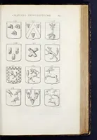 Picture 25 of 46 from La science heroique : traitant de la noblesse et de l'origine des armes, de leurs blasons & symboles : des timbres, bourlets, couronnes, cimiers, lambrequins, supports, tenans, & autres ornamens de l'ecu : de la devise & du cry de guerre, de l'ecu pendant, des pas & emprises des anciens chevaliers, & des formes differentes de leurs tombeaux : et enfin des marques exterieures de l'ecu de nos rois, des reines, enfans de France, & des officiers de la couronne, & de la maison du roy (1669), leaf 310
