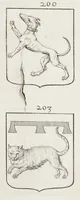 Picture 27 of 46 from La science heroique : traitant de la noblesse et de l'origine des armes, de leurs blasons & symboles : des timbres, bourlets, couronnes, cimiers, lambrequins, supports, tenans, & autres ornamens de l'ecu : de la devise & du cry de guerre, de l'ecu pendant, des pas & emprises des anciens chevaliers, & des formes differentes de leurs tombeaux : et enfin des marques exterieures de l'ecu de nos rois, des reines, enfans de France, & des officiers de la couronne, & de la maison du roy (1669), leaf 328