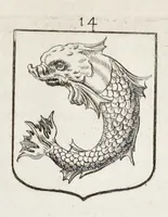 Picture 29 of 46 from La science heroique : traitant de la noblesse et de l'origine des armes, de leurs blasons & symboles : des timbres, bourlets, couronnes, cimiers, lambrequins, supports, tenans, & autres ornamens de l'ecu : de la devise & du cry de guerre, de l'ecu pendant, des pas & emprises des anciens chevaliers, & des formes differentes de leurs tombeaux : et enfin des marques exterieures de l'ecu de nos rois, des reines, enfans de France, & des officiers de la couronne, & de la maison du roy (1669), leaf 354