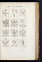 Picture 31 of 46 from La science heroique : traitant de la noblesse et de l'origine des armes, de leurs blasons & symboles : des timbres, bourlets, couronnes, cimiers, lambrequins, supports, tenans, & autres ornamens de l'ecu : de la devise & du cry de guerre, de l'ecu pendant, des pas & emprises des anciens chevaliers, & des formes differentes de leurs tombeaux : et enfin des marques exterieures de l'ecu de nos rois, des reines, enfans de France, & des officiers de la couronne, & de la maison du roy (1669), leaf 378