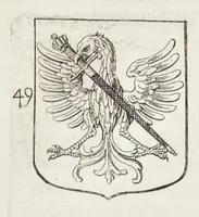 Picture 32 of 46 from La science heroique : traitant de la noblesse et de l'origine des armes, de leurs blasons & symboles : des timbres, bourlets, couronnes, cimiers, lambrequins, supports, tenans, & autres ornamens de l'ecu : de la devise & du cry de guerre, de l'ecu pendant, des pas & emprises des anciens chevaliers, & des formes differentes de leurs tombeaux : et enfin des marques exterieures de l'ecu de nos rois, des reines, enfans de France, & des officiers de la couronne, & de la maison du roy (1669), leaf 382