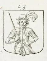 Picture 35 of 46 from La science heroique : traitant de la noblesse et de l'origine des armes, de leurs blasons & symboles : des timbres, bourlets, couronnes, cimiers, lambrequins, supports, tenans, & autres ornamens de l'ecu : de la devise & du cry de guerre, de l'ecu pendant, des pas & emprises des anciens chevaliers, & des formes differentes de leurs tombeaux : et enfin des marques exterieures de l'ecu de nos rois, des reines, enfans de France, & des officiers de la couronne, & de la maison du roy (1669), leaf 437