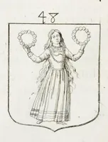 Picture 37 of 46 from La science heroique : traitant de la noblesse et de l'origine des armes, de leurs blasons & symboles : des timbres, bourlets, couronnes, cimiers, lambrequins, supports, tenans, & autres ornamens de l'ecu : de la devise & du cry de guerre, de l'ecu pendant, des pas & emprises des anciens chevaliers, & des formes differentes de leurs tombeaux : et enfin des marques exterieures de l'ecu de nos rois, des reines, enfans de France, & des officiers de la couronne, & de la maison du roy (1669), leaf 437