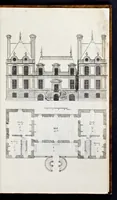 Picture 24 of 26 from The art of fair building: represented in the figures of several uprights of houses, with their ground-plots, fitting for persons of several qualities. Wherein is divided each room and office according to their most convenient occasion, with their heights, depths, lengths, and breadths according to proportion. With rules and directions for the placing of the doors, vvindows, chimnies, beds, stairs, and other conveniencies; with their just measures for the best advantage both of commodiousness, health, strength, and ornament. Also a description of the names and proportions of the members belonging to the framing of the timber-work, with directions and examples for the placing of them (1670), leaf 124