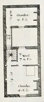 Picture 4 of 26 from The art of fair building: represented in the figures of several uprights of houses, with their ground-plots, fitting for persons of several qualities. Wherein is divided each room and office according to their most convenient occasion, with their heights, depths, lengths, and breadths according to proportion. With rules and directions for the placing of the doors, vvindows, chimnies, beds, stairs, and other conveniencies; with their just measures for the best advantage both of commodiousness, health, strength, and ornament. Also a description of the names and proportions of the members belonging to the framing of the timber-work, with directions and examples for the placing of them (1670), leaf 26