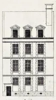 Picture 5 of 26 from The art of fair building: represented in the figures of several uprights of houses, with their ground-plots, fitting for persons of several qualities. Wherein is divided each room and office according to their most convenient occasion, with their heights, depths, lengths, and breadths according to proportion. With rules and directions for the placing of the doors, vvindows, chimnies, beds, stairs, and other conveniencies; with their just measures for the best advantage both of commodiousness, health, strength, and ornament. Also a description of the names and proportions of the members belonging to the framing of the timber-work, with directions and examples for the placing of them (1670), leaf 30