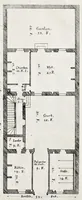 Picture 8 of 26 from The art of fair building: represented in the figures of several uprights of houses, with their ground-plots, fitting for persons of several qualities. Wherein is divided each room and office according to their most convenient occasion, with their heights, depths, lengths, and breadths according to proportion. With rules and directions for the placing of the doors, vvindows, chimnies, beds, stairs, and other conveniencies; with their just measures for the best advantage both of commodiousness, health, strength, and ornament. Also a description of the names and proportions of the members belonging to the framing of the timber-work, with directions and examples for the placing of them (1670), leaf 36