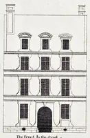 Picture 10 of 26 from The art of fair building: represented in the figures of several uprights of houses, with their ground-plots, fitting for persons of several qualities. Wherein is divided each room and office according to their most convenient occasion, with their heights, depths, lengths, and breadths according to proportion. With rules and directions for the placing of the doors, vvindows, chimnies, beds, stairs, and other conveniencies; with their just measures for the best advantage both of commodiousness, health, strength, and ornament. Also a description of the names and proportions of the members belonging to the framing of the timber-work, with directions and examples for the placing of them (1670), leaf 38