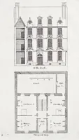 An illustration from The art of fair building: represented in the figures of several uprights of houses, with their ground-plots, fitting for persons of several qualities. Wherein is divided each room and office according to their most convenient occasion, with their heights, depths, lengths, and breadths according to proportion. With rules and directions for the placing of the doors, vvindows, chimnies, beds, stairs, and other conveniencies; with their just measures for the best advantage both of commodiousness, health, strength, and ornament. Also a description of the names and proportions of the members belonging to the framing of the timber-work, with directions and examples for the placing of them (1670)