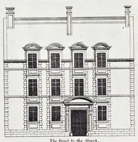 Picture 18 of 26 from The art of fair building: represented in the figures of several uprights of houses, with their ground-plots, fitting for persons of several qualities. Wherein is divided each room and office according to their most convenient occasion, with their heights, depths, lengths, and breadths according to proportion. With rules and directions for the placing of the doors, vvindows, chimnies, beds, stairs, and other conveniencies; with their just measures for the best advantage both of commodiousness, health, strength, and ornament. Also a description of the names and proportions of the members belonging to the framing of the timber-work, with directions and examples for the placing of them (1670), leaf 80