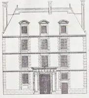 An illustration from The art of fair building: represented in the figures of several uprights of houses, with their ground-plots, fitting for persons of several qualities. Wherein is divided each room and office according to their most convenient occasion, with their heights, depths, lengths, and breadths according to proportion. With rules and directions for the placing of the doors, vvindows, chimnies, beds, stairs, and other conveniencies; with their just measures for the best advantage both of commodiousness, health, strength, and ornament. Also a description of the names and proportions of the members belonging to the framing of the timber-work, with directions and examples for the placing of them (1670)