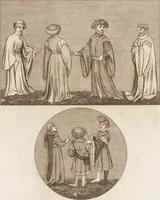 An illustration from A complete view of the dress and habits of the people of England : from the establishment of the Saxons in Britain to the present time , illustrated by engravings taken from the most authentic remains of antiquity : to which is prefixed an introduction, containing a general description of the ancient habits in use among mankind, from the earliest period of time to the conclusion of the seventh century (1796)