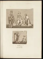 An illustration from A complete view of the dress and habits of the people of England : from the establishment of the Saxons in Britain to the present time , illustrated by engravings taken from the most authentic remains of antiquity : to which is prefixed an introduction, containing a general description of the ancient habits in use among mankind, from the earliest period of time to the conclusion of the seventh century (1796)