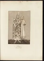 An illustration from A complete view of the dress and habits of the people of England : from the establishment of the Saxons in Britain to the present time , illustrated by engravings taken from the most authentic remains of antiquity : to which is prefixed an introduction, containing a general description of the ancient habits in use among mankind, from the earliest period of time to the conclusion of the seventh century (1796)