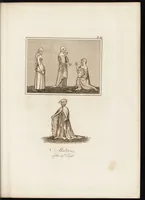 An illustration from A complete view of the dress and habits of the people of England : from the establishment of the Saxons in Britain to the present time , illustrated by engravings taken from the most authentic remains of antiquity : to which is prefixed an introduction, containing a general description of the ancient habits in use among mankind, from the earliest period of time to the conclusion of the seventh century (1796)