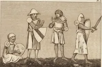 An illustration from A complete view of the dress and habits of the people of England : from the establishment of the Saxons in Britain to the present time , illustrated by engravings taken from the most authentic remains of antiquity : to which is prefixed an introduction, containing a general description of the ancient habits in use among mankind, from the earliest period of time to the conclusion of the seventh century (1796)