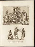 An illustration from A complete view of the dress and habits of the people of England : from the establishment of the Saxons in Britain to the present time , illustrated by engravings taken from the most authentic remains of antiquity : to which is prefixed an introduction, containing a general description of the ancient habits in use among mankind, from the earliest period of time to the conclusion of the seventh century (1796)