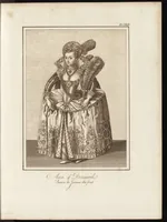 An illustration from A complete view of the dress and habits of the people of England : from the establishment of the Saxons in Britain to the present time , illustrated by engravings taken from the most authentic remains of antiquity : to which is prefixed an introduction, containing a general description of the ancient habits in use among mankind, from the earliest period of time to the conclusion of the seventh century (1796)