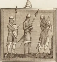 An illustration from A complete view of the dress and habits of the people of England : from the establishment of the Saxons in Britain to the present time , illustrated by engravings taken from the most authentic remains of antiquity : to which is prefixed an introduction, containing a general description of the ancient habits in use among mankind, from the earliest period of time to the conclusion of the seventh century (1796)